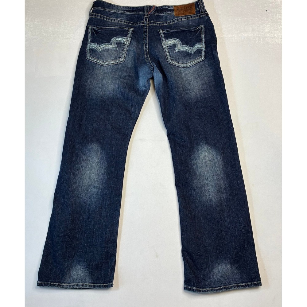 BIG STAR Pioneer Mens Bootcut Jeans Dark Wash Distressed Denim 38x30 - Picture 5 of 13